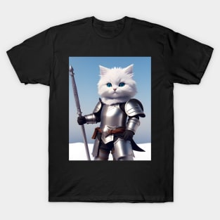 Cat in Armor - Modern Digital Art T-Shirt